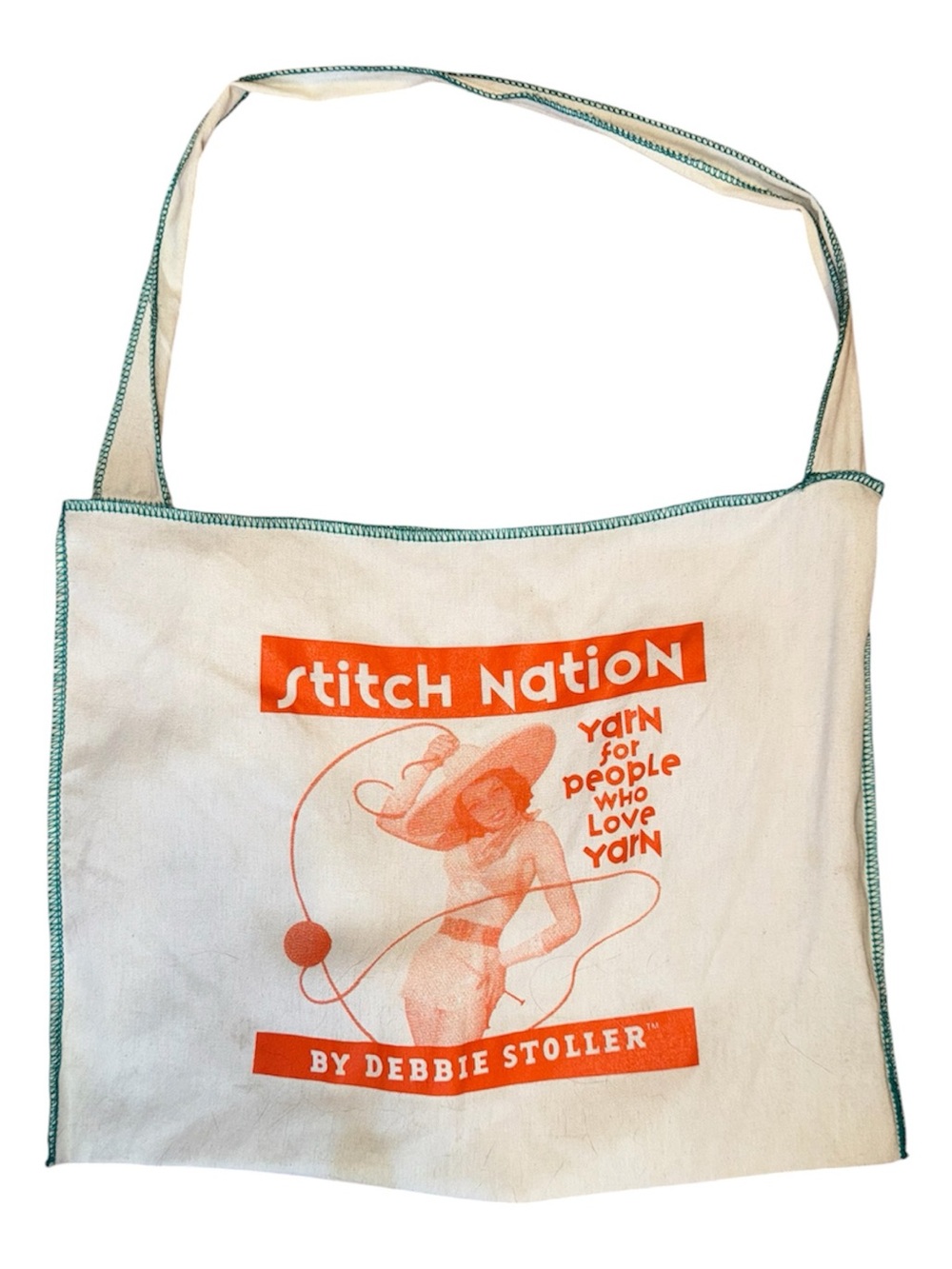 Stitch Nation by Debbie Stoller Canvas Tote Bag Yarn Knitting Crochet White
